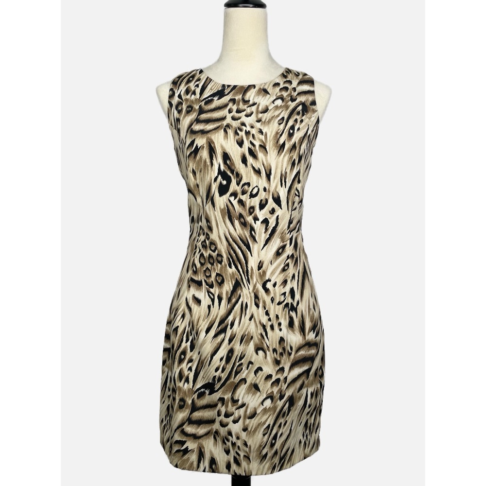 Lew Magram Vintage Sheath Sleeveless Dress Small 6 Animal Print Knee Length